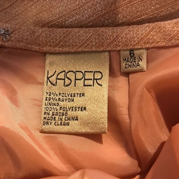 Kasper Skirt Suit Women's Size 6 Peach Metallic 2-Piece Set Skirt & Blazer - Picture 8 of 11